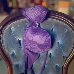 - Purple lace push-up bra